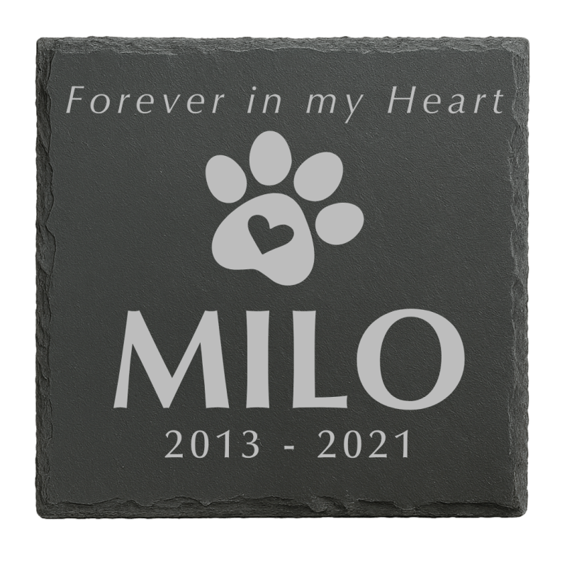 Personalised Square Dog Grave Marker – Slate Pet Memorial Garden Plaque with Name, Dates & Tribute