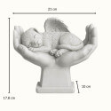 Statue chien ange au creux des mains personnalisée – Statuette en résine résistante aux intempéries pour jardin avec nom et dates