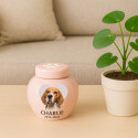 Custom Ceramic Dog Urn with Photo – Personalised Pet Cremation Urn for Ashes with Name, Dates & Heart Tribute