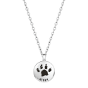 Personalised Dog Memorial Round Urn Necklace – Engraved Pet Paw Print Ashes Keepsake with Name
