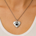Personalised Dog Memorial Heart Urn Necklace – Engraved Pet Paw Print Ashes Keepsake with Name