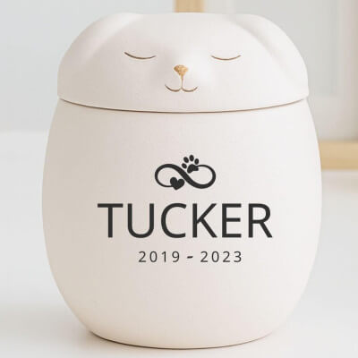Personalised Ceramic Dog Urn with Sleeping Pet...