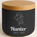 Personalised Ceramic Dog Urn with Man & Dog Illustration –  Pet Cremation Urn for Ashes with Name & Dates