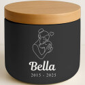 Personalised Ceramic Dog Urn with Woman & Dog Illustration –  Pet Cremation Urn for Ashes with Name & Dates