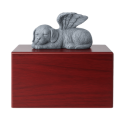 Personalised Wooden Dog Urn Box with Angel Dog Statue –  Pet Cremation Urn for Ashes with Photo, Name, Dates & Tribute