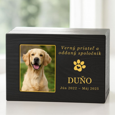 Personalizovaná čierna drevená urna pre psa s...