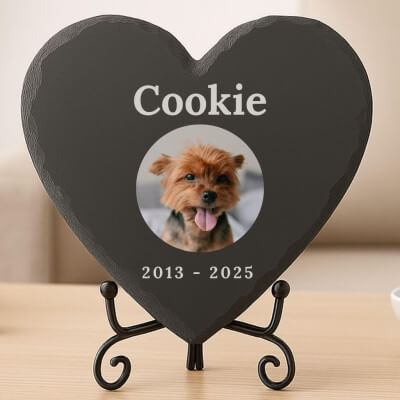 Personalised Heart Slate Dog Memorial Plaque –...