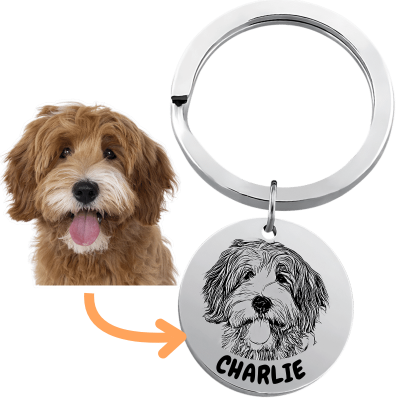 1Round Pet Portrait Keyring