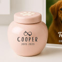 Custom Ceramic Dog Urn – Personalised Pet Cremation Urn for Ashes with Name, Dates & Eternal Love Design