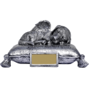 Sleeping Angel Dog Memorial Urn with Elegant Cursive Name & Dates – Outdoor Resin Grave Marker & Pet Ashes Holder for Garden Dis